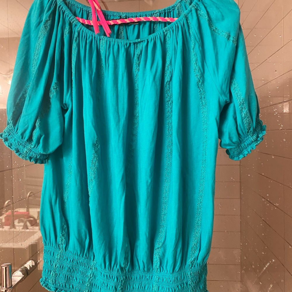 Ralph Lauren Teal Blouse Elegant Design